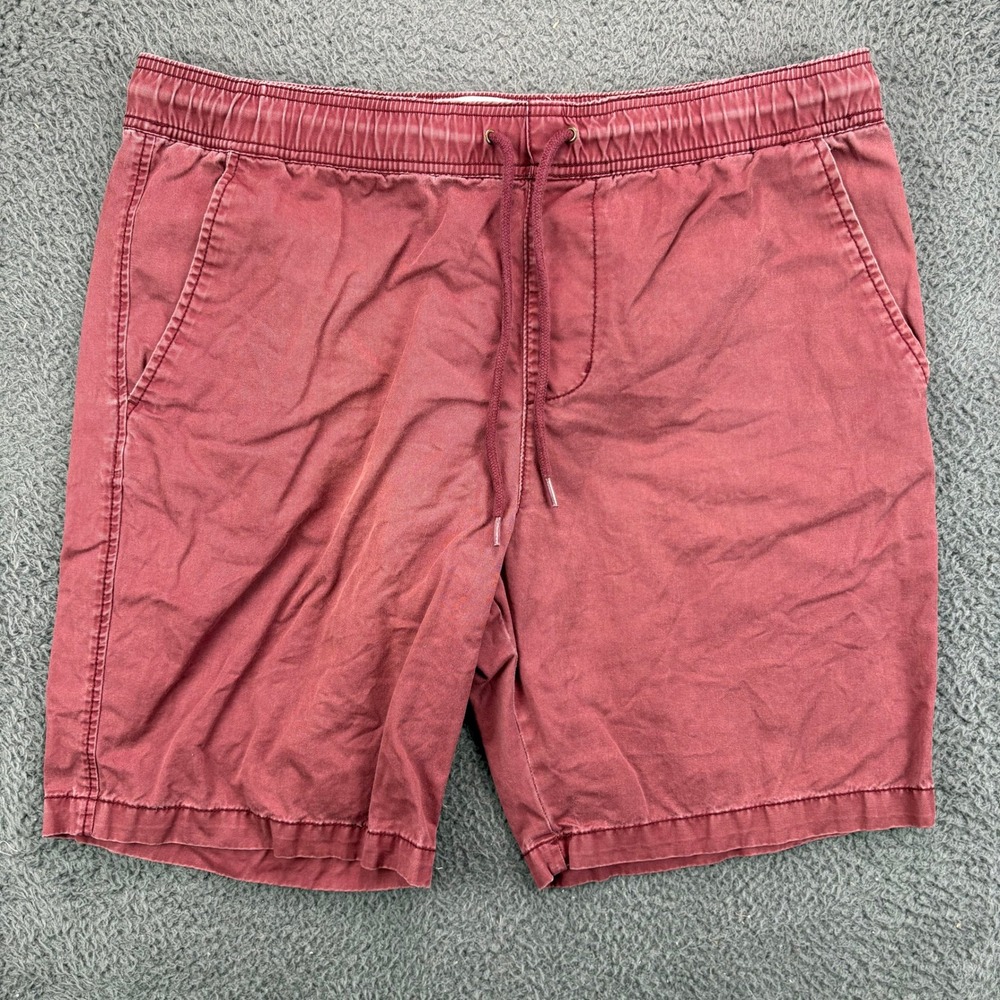 Aeropostale Mens Large Maroon Elastic Waist Drawstring Chino Shorts Burgundy
